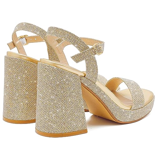 Platform Sandals Women Fashion Block Chunky Heeled Sandals Open Toe High Heels Evening Wedding Party Prom Dance Summer Ankle Strap Dress Shoes2