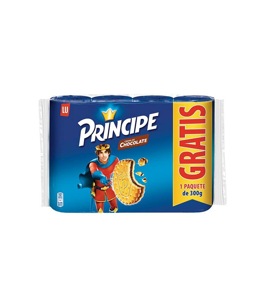 GALLETAS RELLENAS DE CHOCOLATE PRINCIPE 4 PAQUETES 300 GR (6 PACKS)