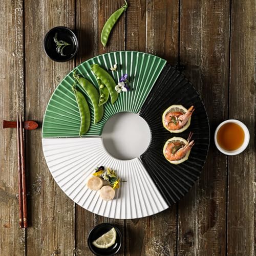 Plato para sushi de cerámica de 11 pulg forma abanico blanco miniatura 4