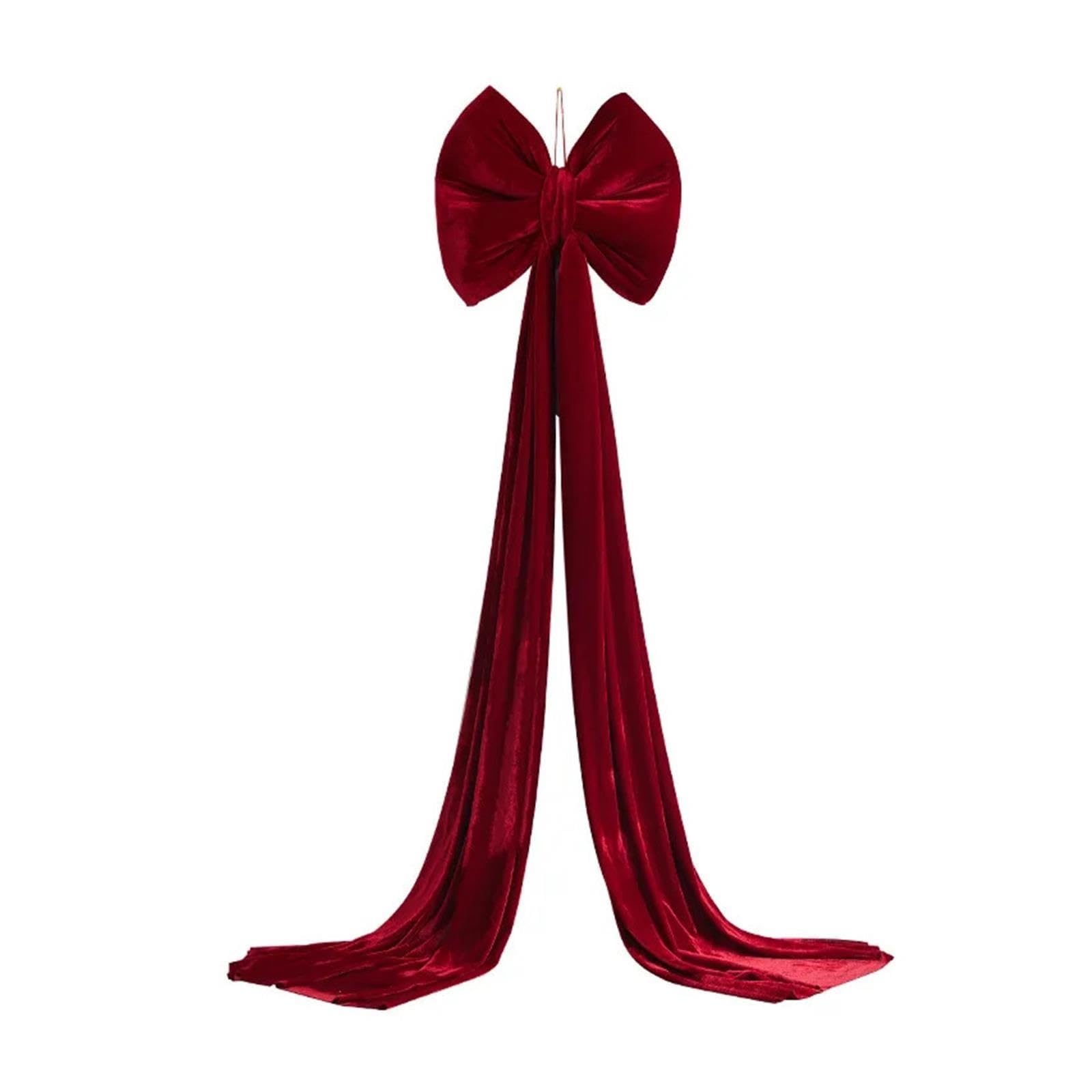 Gran Lazo Terciopelo Rojo Vino 80-200cm Árbol Navidad Boda Decoración