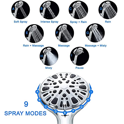 Pommeau de douche résolvant le manque de pression grâce à ses 9 jets G1/2 - 8