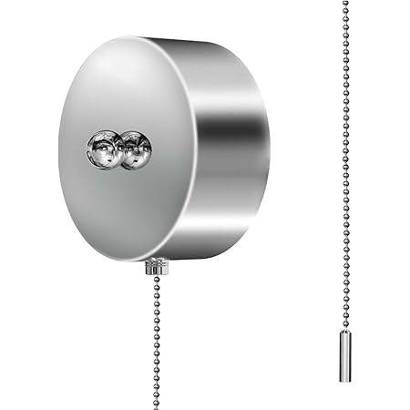 Lustaled Bathroom Light Pull Cord Switch and Chrome Chain Kit with Chrome Cylindrical Bar ...