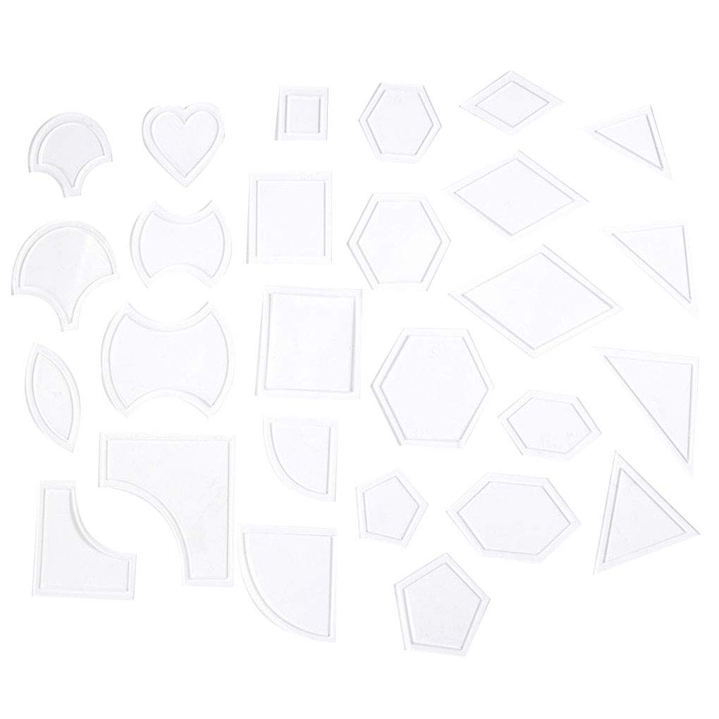 YILONG 27 Set Mixed Quilt Templates Reusable Transparent Acrylic Transparent Acrylic Pattern Stencil Patchwork Styling Quilting Sewing Supplies