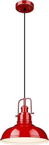 Miniatura 9 de zeyu Lámpara Colgante de Granja de 17.7 Pulgadas para Isla de Cocina, Lámpara Colgante de Techo Grande con Pantalla de Cúpula de Metal, Acabado de