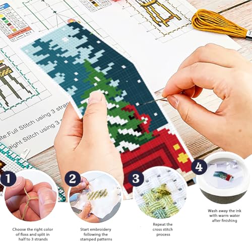 Image of ACRNIGHEET 6PCS Cross Stitch Bookmark Kit (Winter Forest Pattern)