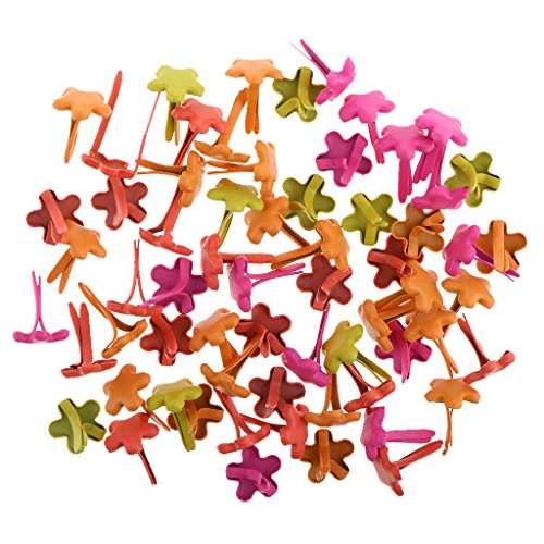 Lot de 100 mini attaches parisiennes en forme de fleur de 7,5 mm pour scrapbooking