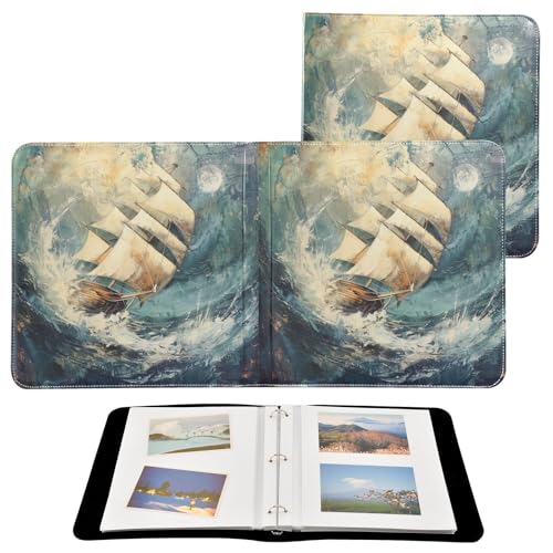 Álbum de fotos ALAZA náutico con olas del océano, cubierta de cuero PU, encuadernación de 3 anillas, para bodas, familia y viajes miniatura 2