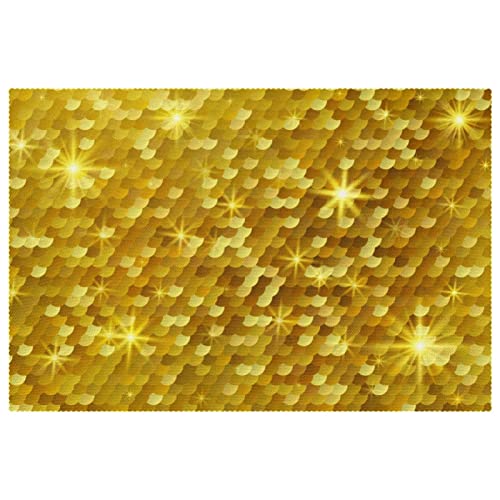 Juego de 4 manteles individuales con diseño brillante, resistentes al calor, lavables, de tela Oxford, juego de 4 unidades, decoración de cocina en el hogar, fácil de limpiar