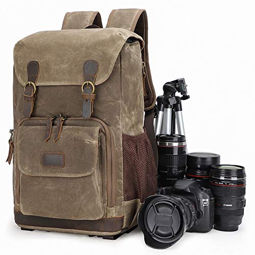 WANGXN Cámara Mochila Retro Hombres Mujeres Viaje al Aire Libre Impermeable Resistente al Desgaste Bolsa de fotografía Lente SLR Bolsa para cámara Digital (excluyendo cámara)