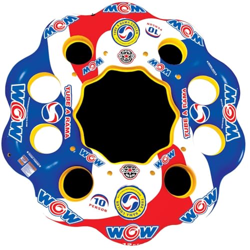 Wow Sports Tube-A-Rama Inflatable Floating Island - Holds Up to 10 People - 8 Seats - Water Raft for Adults & Kids