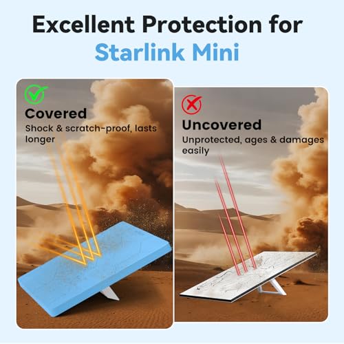 Image of Starlink Mini Protective Cover Case, Hailproof Liquid Silicone Protective Case for Starlink Mini Dish, Starlink Minis Accessories Waterproof Shockproof Portable for Outdoor Camping, Sky Blue