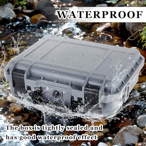Image of Relaxweex 1 Pcs Waterproof Hard Case with DIY Customizable Foam Insert Portable Protective Case with Knife for Camera Drones Equipments Tools Test Instruments(Gray,11.3 x 8.7 x 4.2 Inch)