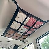 アストロ 車用ルーフネット ブラック 天井収納ネット カーゴネット ファスナー付き ちょい置き ラゲッジネット 車載 ヘッドスペース 天井が収納スペースに早変わり 607-55