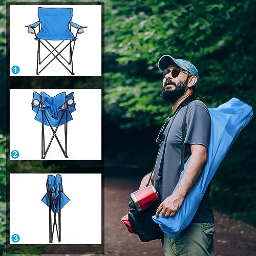 Image of HaSteeL Foldable Camping Chair Set of 2, Folding Camp Chairs & Carrying Bags for Adults, Portable for Lawn, Outdoors, Fishing, Hiking, Travel, Picnic, Beach, Oversized & Supports 275lbs (Blue)