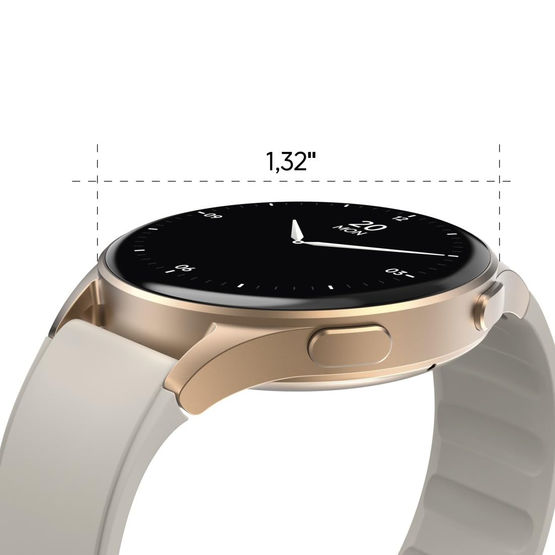 Hama | Reloj Inteligente 1.32" (Smartwatch Resistente al Agua IP68, GPS, análisis sueño, frecuencia Cardiaca, Monitor de hasta 100 Actividades, Pantalla táctil) Beige Oro