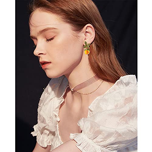 Andpai Creative Funny Lifelike Glass Fruits Tomato Dangle Drop Earrings Halloween Vegetables Pumpkin Stud Earrings With Green Leaf For Women Girls Holiday Night Costume Jewelry (Orange) #TOP6
