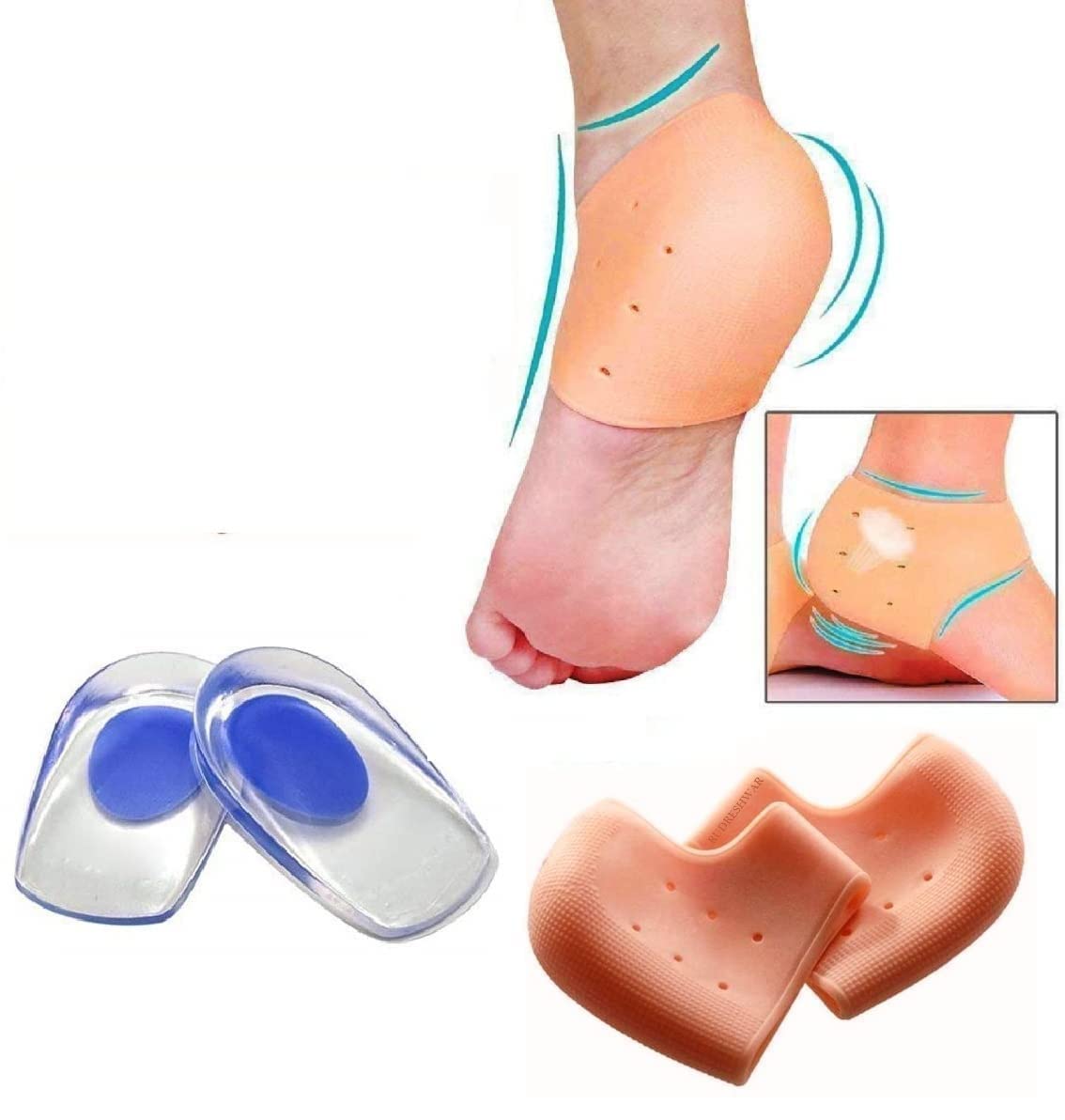 Spefez Silicon Heel Pad For Women Heel Pad For Heel Pain Silicon Heel Pad For Women Pain Relief Ankle Heel Pain Relief Dry Hard Cracked Heels Repair Foot Care (Combo Gel Ped)