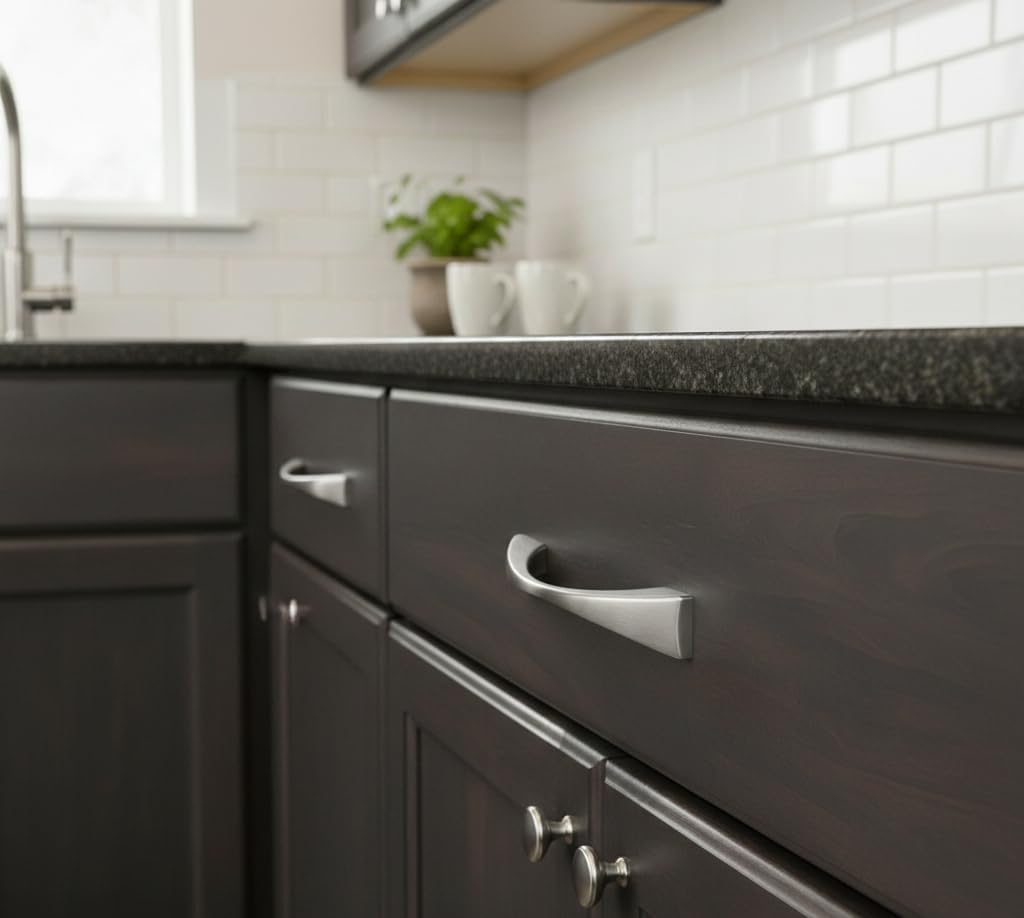 Cosmas 25 Pack 6263SN Satin Nickel Modern Cabinet Hardware Handle Pull - 3-3/4" Inch (96mm) Hole Centers