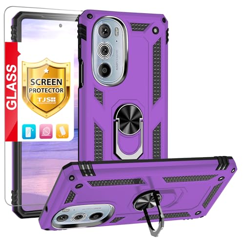 Coque Motorola Moto Edge 30 Pro et Edge X30 violette avec verre trempé et anneau TJS