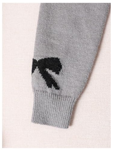 Image of BEAUDRM Girl's Cute Bow Sweater Crew Neck Long Sleeve Drop Shoulder Loose Pullover Tops