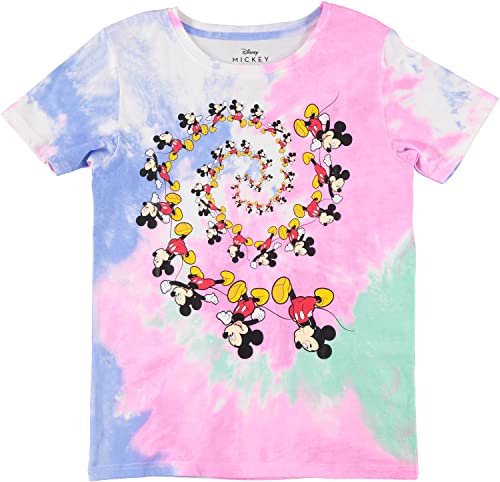 Disney Ladies Mickey Mouse Fashion Shirt Mickey Mouse Clothing - Mickey Mouse Tie Dye T-Shirt (Purple Blue Dye, Medium)