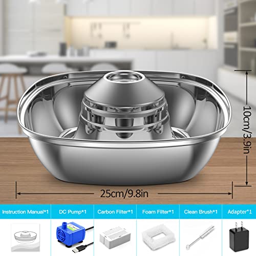Stainless Steel Cat Drinking Fountain, 87.9oz/2.6L Pet Fountain Drinking Fountain, Ultra-Quiet Automatic Cat Drinking… - Image 4
