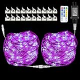 HAHOME 66ft Led String Lights Connectable Fairy Lights Plug in with Remote for Christmas Décor Purpl