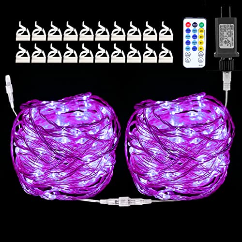 Hahome 66Ft Led String Lights Connectable Fairy Lights Plug In With Remote For Christmas Décor Purple #TOP8