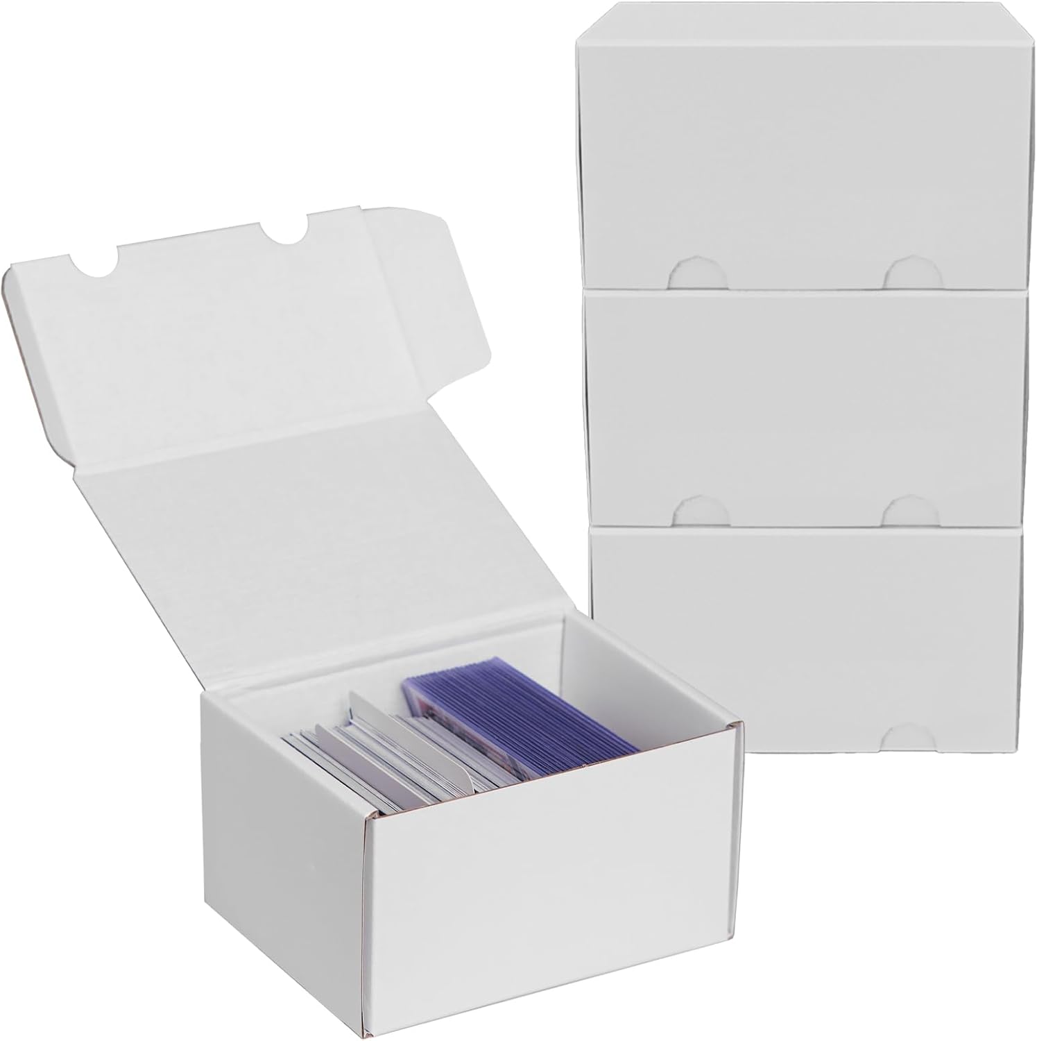 NUMINA Small Trading Card Storage Box 4 Pack, 160 Toploader Card Corrugated Organizer with Dividers & Labels for TCG/MTG Decks and Collector Card Collections