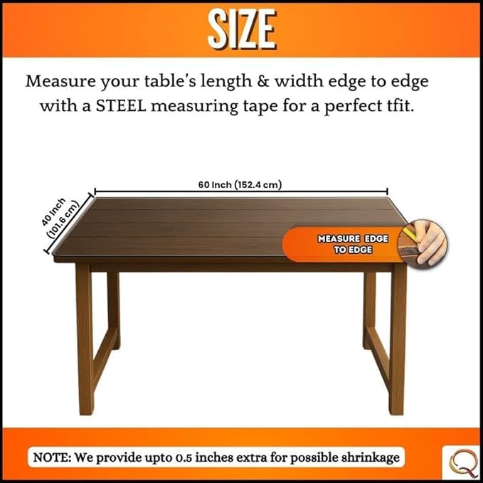 Image of Qlarity Covers Polyvinyl Chloride (PVC) 3mm Thick Dining Table Cover 6 Seater,8 Seater 40 X 60 inches (101X 152 cm) Rectangular Heat Resistant Transparent Table Protector, Waterproof,Customized Sizes