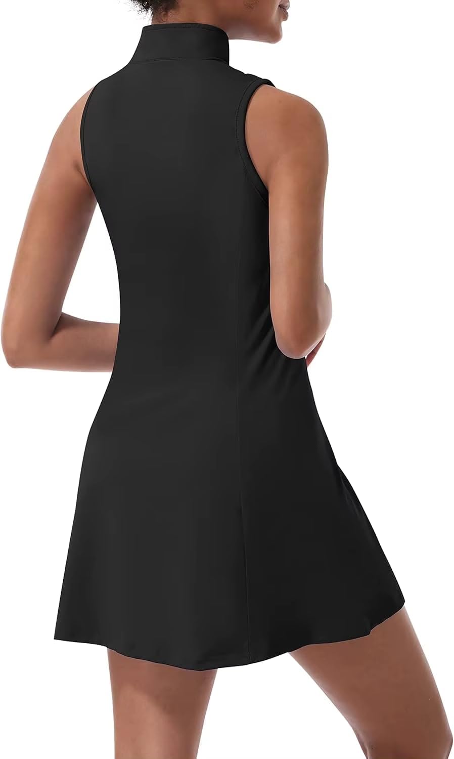 Vestido de pádel para mujer con pantalones cortos y bolsillos integrados, diseño de cuello sin mangas para entrenamientos activos