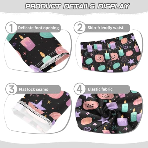 Girls' Athletic Leggings Ankle Length Yoga Dance Pants Kids Teen 4T Colorful Pumpkin Candles3