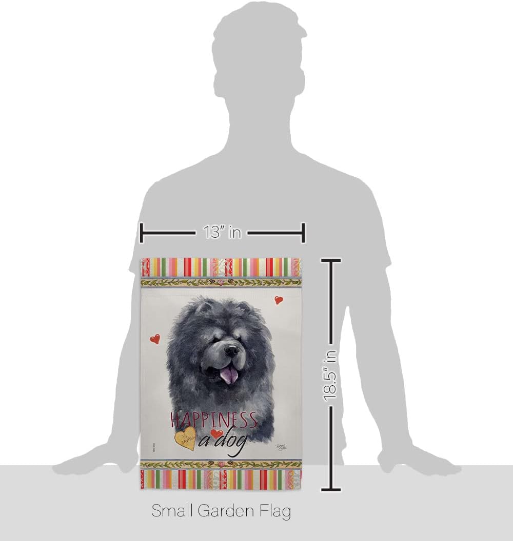 Black Chow Happiness Garden Flag - Set Wall Hanger Animals Dog Puppy Spoiled Paw Canine Fur Pet Nature Farm Animal Creature - House Banner Small Yard Gift Double-Sided Made In USA 13 X 18.5