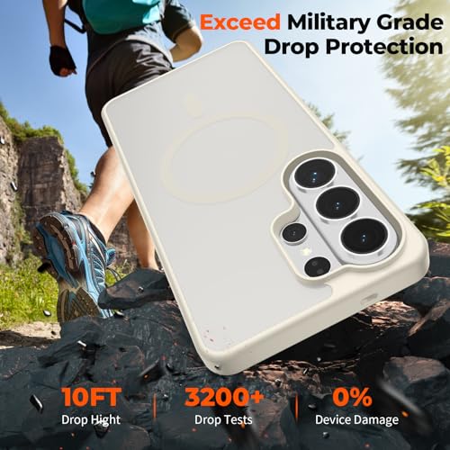 Image of SUPFINE Magnetic for Samsung Galaxy S26 Ultra Case with Screen Protector, (Built-in Magnets) (Military Grade Drop Protection) Slim Translucent Shockproof Phone Case,Stone