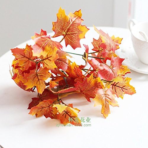 HUAYIFANG Decorative Background Wall Plant Wall Plastic Home Decoration,Red Maple Leaf