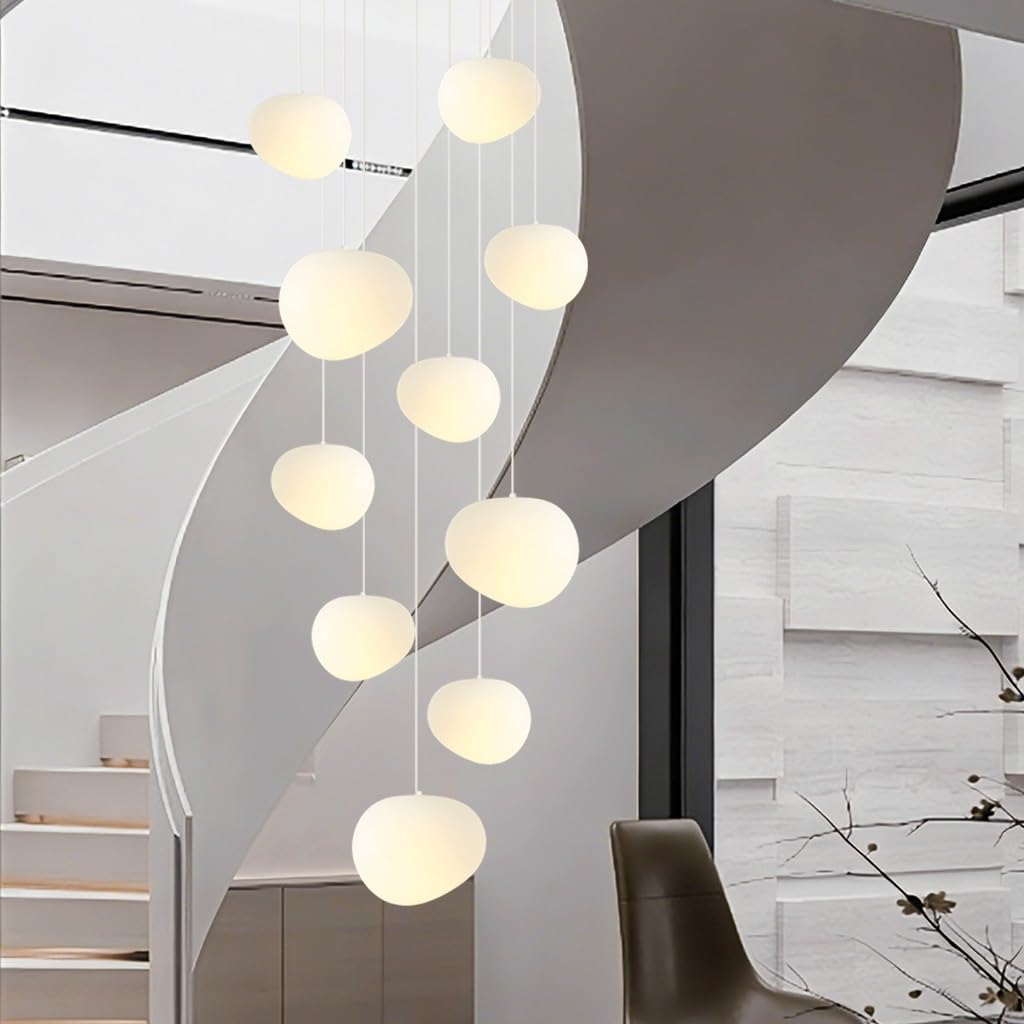 JOJOM Lámpara colgante moderna con forma de casa de escalera Lámpara de Techo Nórdica minimalista Creativa Estilo crema LED Aplicable a para escaleras salón villa cocina pasillo(A10)