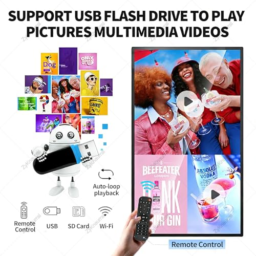 Image of 18.5'' /21.5'' /23.6'' /27'' /32'' /43'' /50'' Digital Signage Display, LCD Screen Advertising Display Kiosk USB Video Player for Restaurants, Cafes, Salons & Shops, LCD Advertising Menu Displays 18.5i