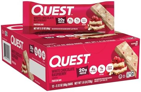 Quest Nutrition White Chocolate Raspberry Protein Bars, 20g Prote...