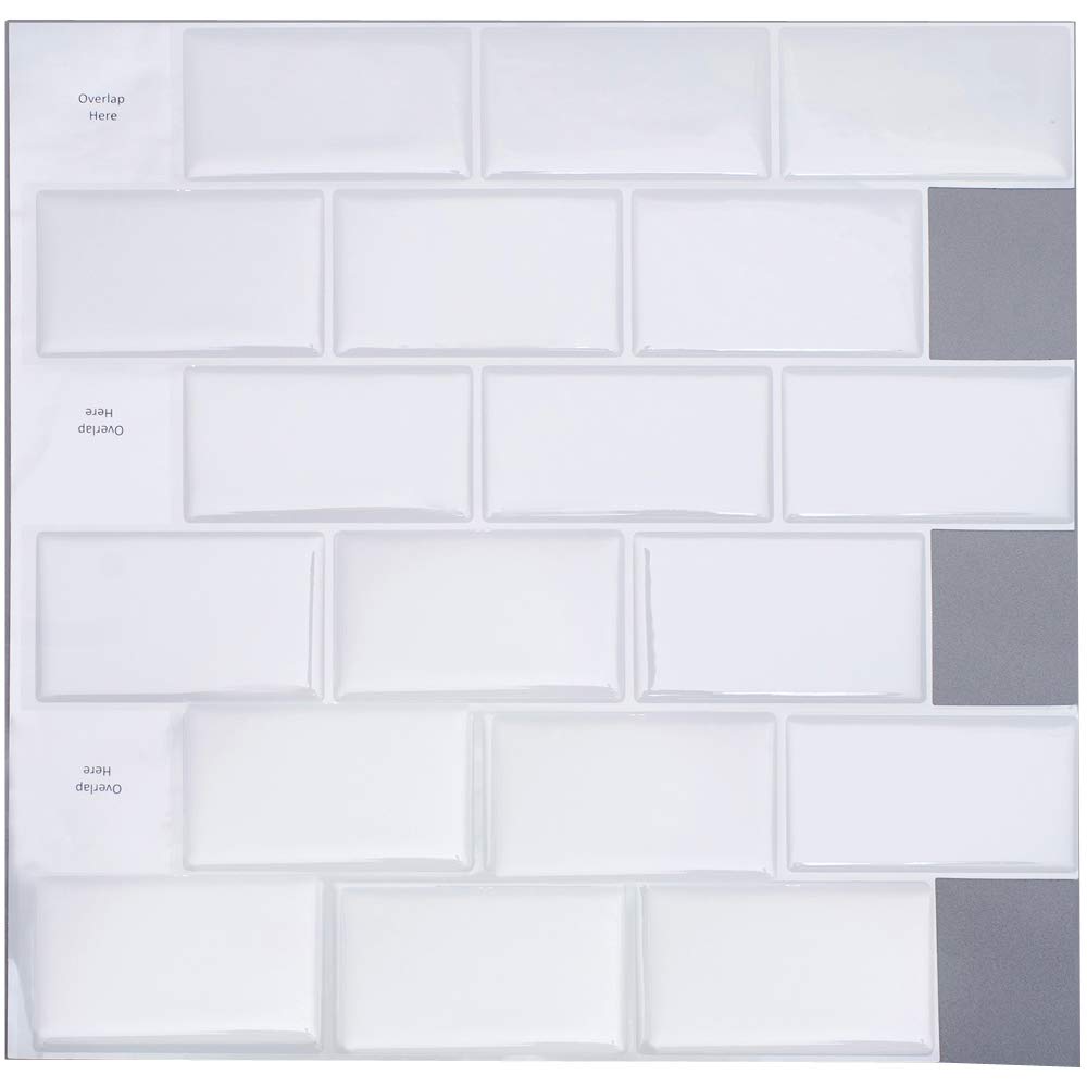 profesticker 4Sheet Peel and Stick Tile Sticker White Subway Tiles