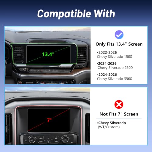 Image of Phone Holder for Chevy Silverado 1500 /2500 /3500 (2022-2026, ONLY Fits 13.4 inch Screen), MagSafe Car Mount, 15W Magnetic Wireless Charger, 360 Rotating, Hands Free, 2023 Silverado Accessories Interior