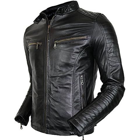 Herren Echt Lederjacke Bikerjacke Cover