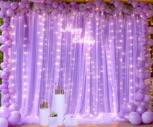 Telón de fondo lavanda con luces LED 10x10 pies miniatura 3