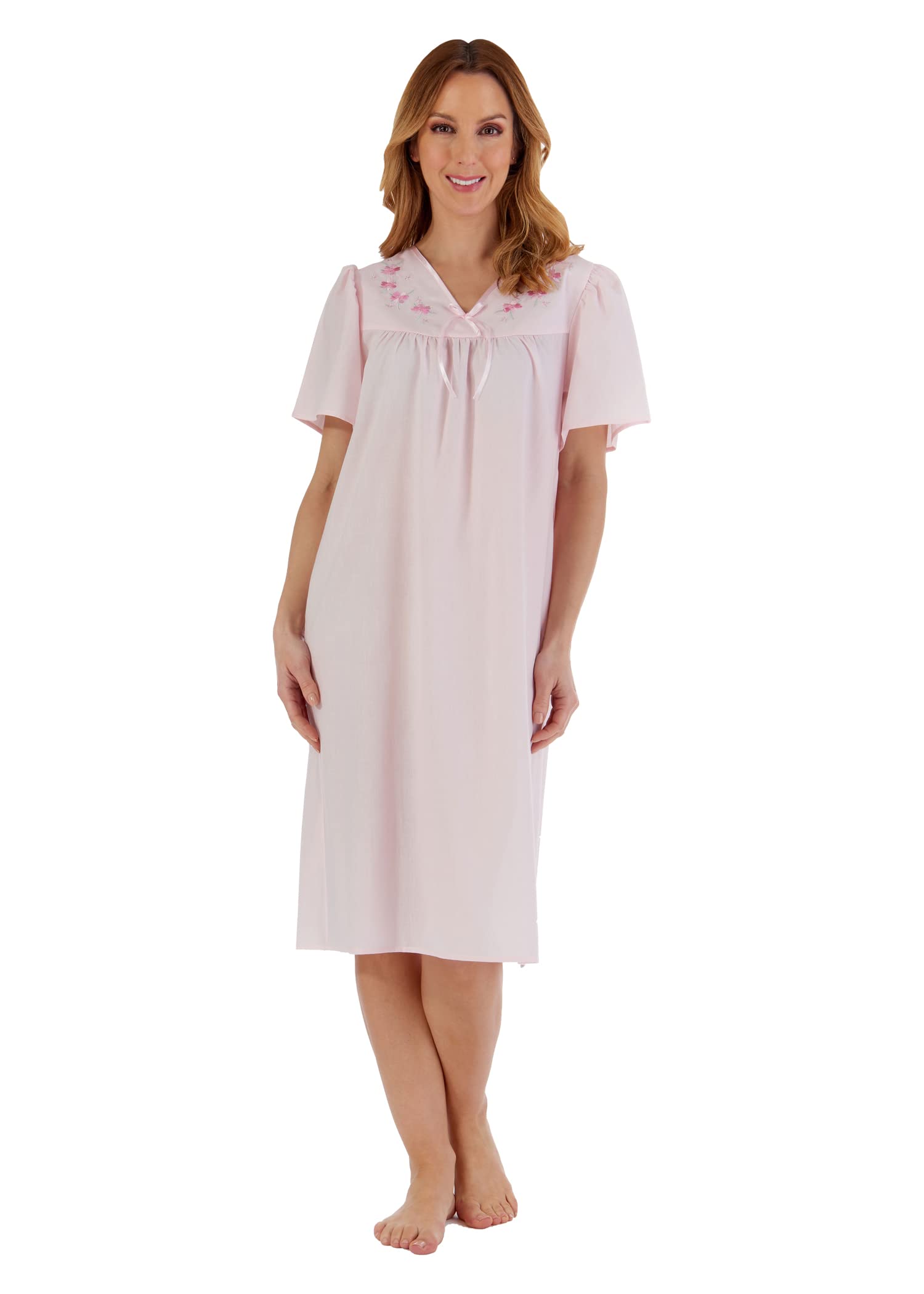 Slenderella Women's Pink Polycotton Open Back Nightdress Nd55204 24-26