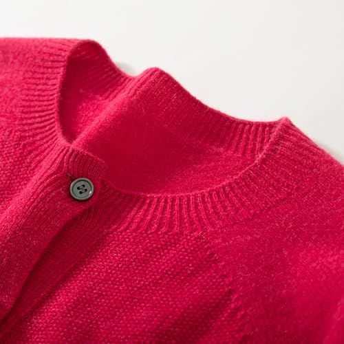 Image of Women's 100% Merino Wool Crew Neck Cardigan Lightweight Sweaters | Long Sleeve, Open Front, Button Down, Soft Knitted Coat, Casual, Breathable Tops, Business Outerwear, Cashmere Alternative