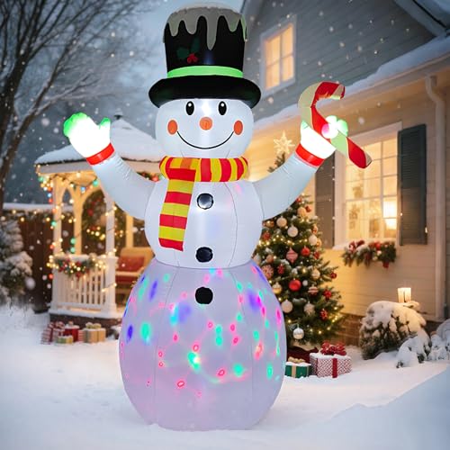 YISUN Schneemann Aufblasbare Weihnachtsdeko, 2,13 M/ 7FT...