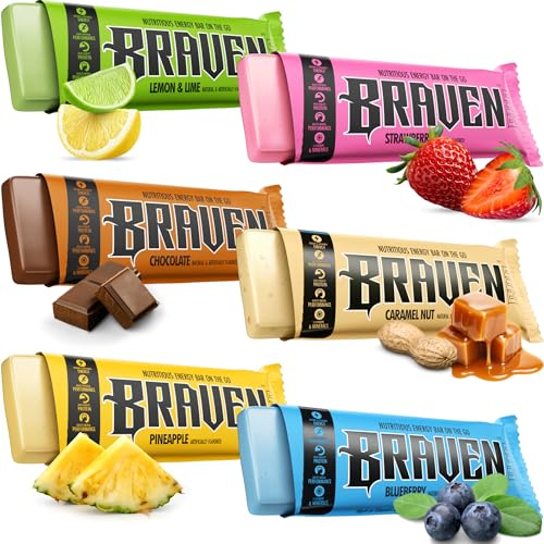 Braven Bar Variety Pack Energy Bars (1.59 oz, Pack of 10) – Energy Chews with 5g Protein – On-the-Go Snacks for Running, Hiking, and Sports - Gluten Free Snacks for Sustained Boost