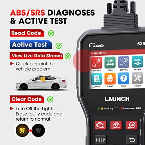 LAUNCH CR629 OBD2 Scanner ABS SRS Scan Tool with Active Test, 3 Service Oil/SAS/BMS Reset Tool, Full OBD2 Functions Car Code Scanner, Lifetime Free Update (More Powerful Than LAUNCH CR529, CRP123X)