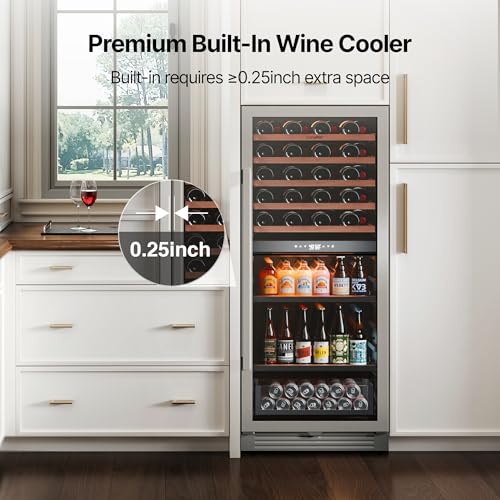 Image of Ca'Lefort 24 Inch Dual Zone Wine & Beverage Center, 112 Can & 40 Bottle | 55-Inch Tall Wine Cellar, Quiet Inverter Compressor, Precise 40-65F Temperature Control, Glide-Out Shelves & Storage Drawer