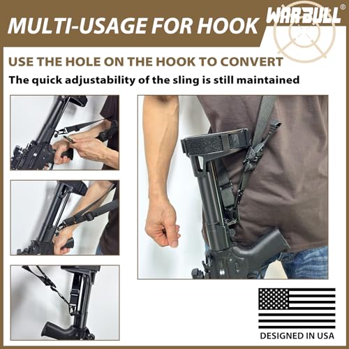 WarBull 2-Point Quick Adjust Rifle Sling with QD Swivel & HK Hook, Soft Shoulder Pad for Rifles, Shotguns, Crossbows - Ideal for Hunting & Outdoor Sports (Includes Keychain Gift)