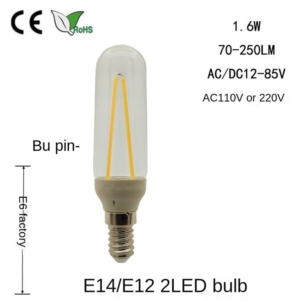 1fortunate lights, Paquete de 50 bombillas de filamento LED AC220V T30 E14/E12 1W/2W/4W lámpara de tubo en T regulable(6500K Cool White,220V E14 1W)